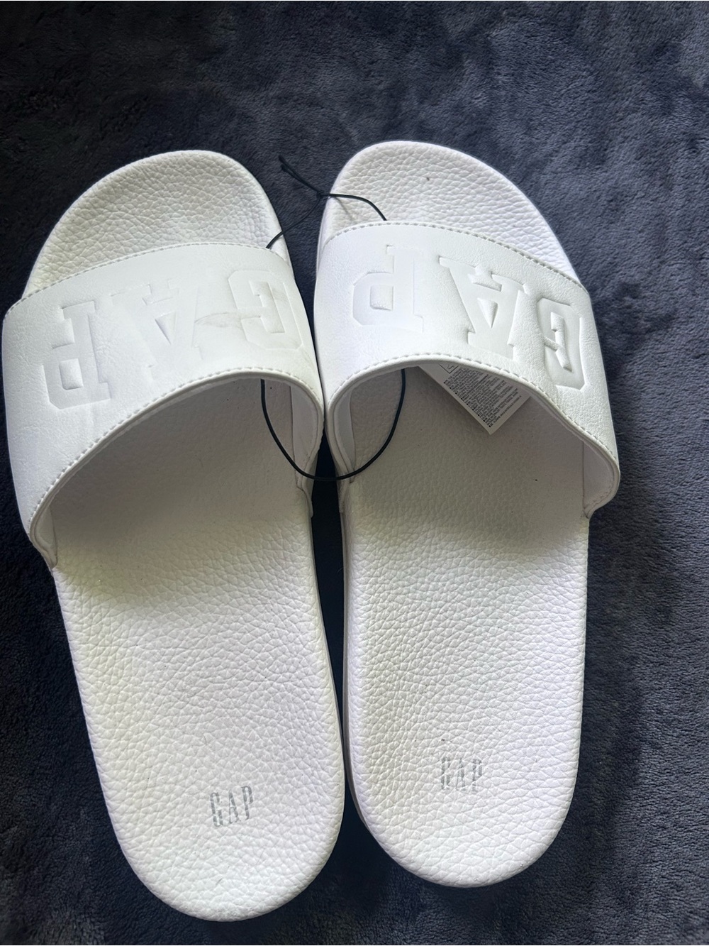 GAP White Womens Slide Sandals with Embossed Logo